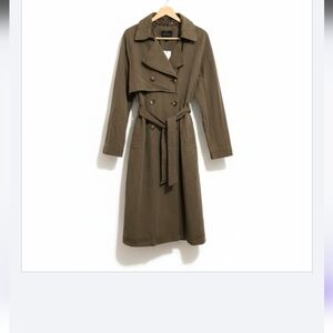 Lucky Brand olive green The Relaxed Trench Coat Jacket womens size LARGE new